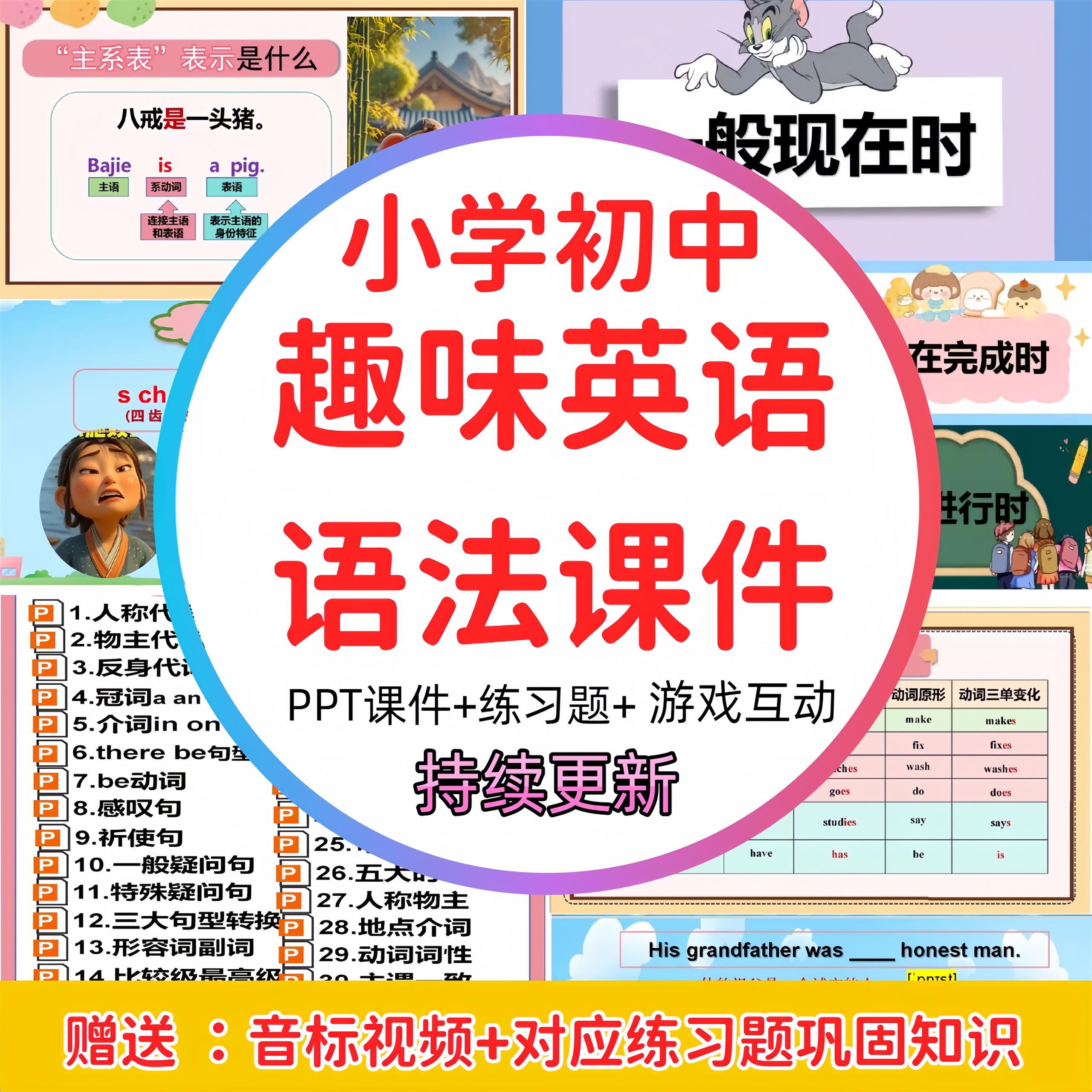 小学初中生趣味英语法课件ppt＋配套练习电子版资料教学试题讲义