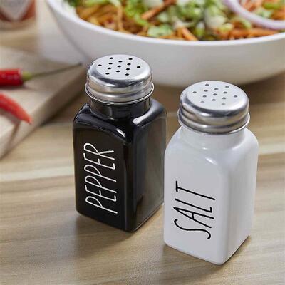 Salt and Pepper Shakers Set 2.7OZ 80ML字母胡椒盐瓶玻璃调味罐