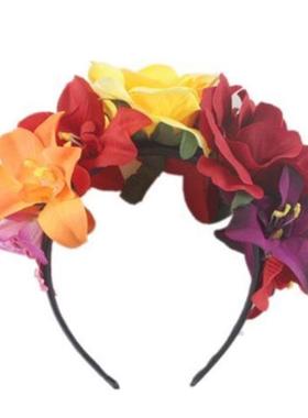 Womens Mexican Simulated Rose Flower Crown Headband