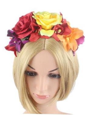 Womens Mexican Simulated Rose Flower Crown Headband