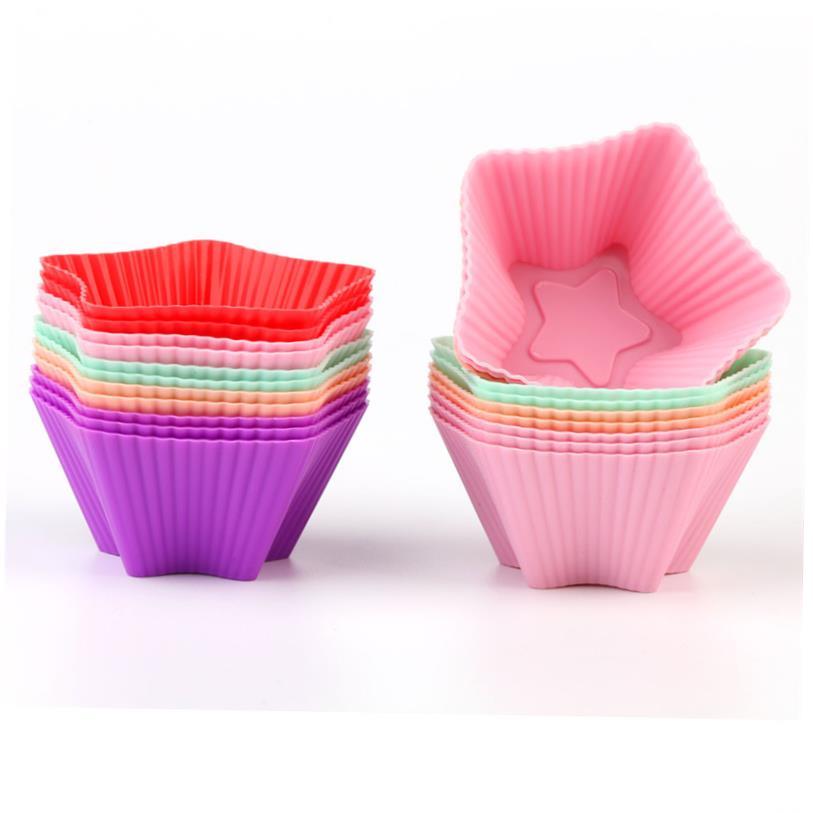 New SiiH6DQfBelicone Cupcake Mold Heart 6pcs Cake Muffin Mol