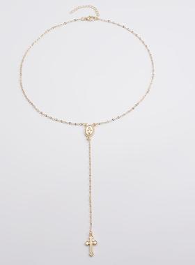 European American popular cross long chain necklace womens