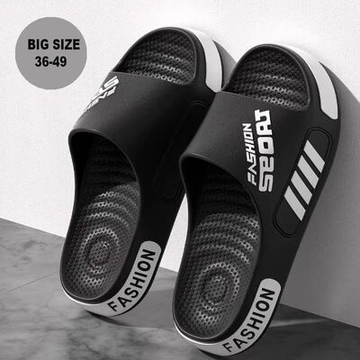 Big Size 40-45 Men Slippers Summer Flat Sole Home Slippers F