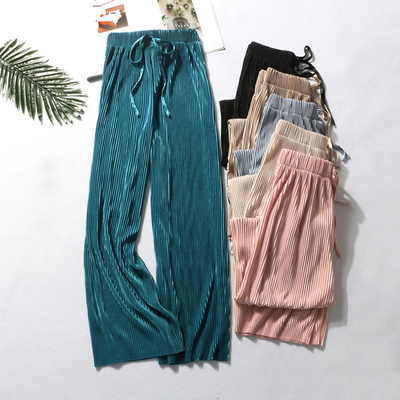 Pleated high waist and wide leg trousers  百褶高腰阔腿长裤女