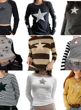 Dourbesty Y2k Long Sleeve Tops for Women Teens Goth Grunge T