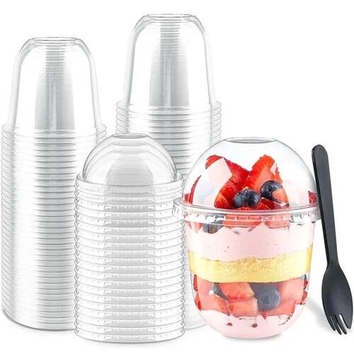 50pcs Pudding Cups Wiht Lids Plastic Boxes Ice-Cream Mousse