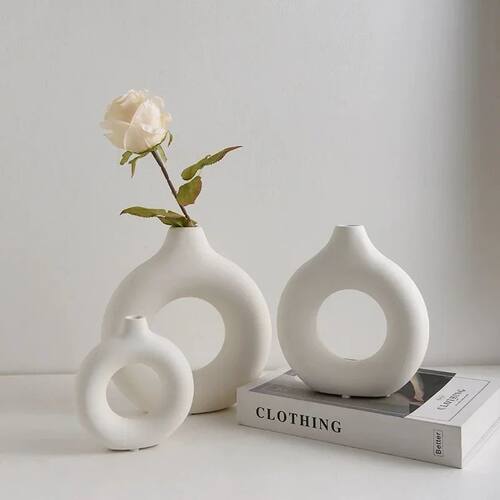 Simple Plastic Vase Donut Shape Single Flower Pot Home Livin