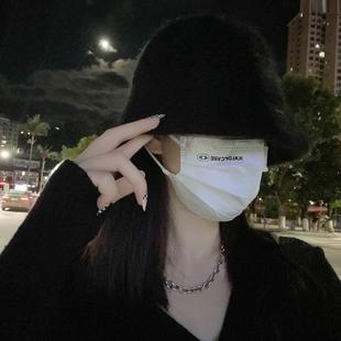 Hat for women in autumn and winter, white rabbit hair fisher