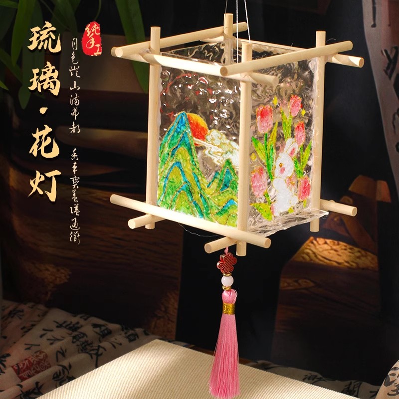 亚克力玻璃画灯笼手工di