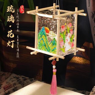 亚克力玻璃画灯笼手工diy材料包手提琉璃花灯2025新款 中秋节花灯