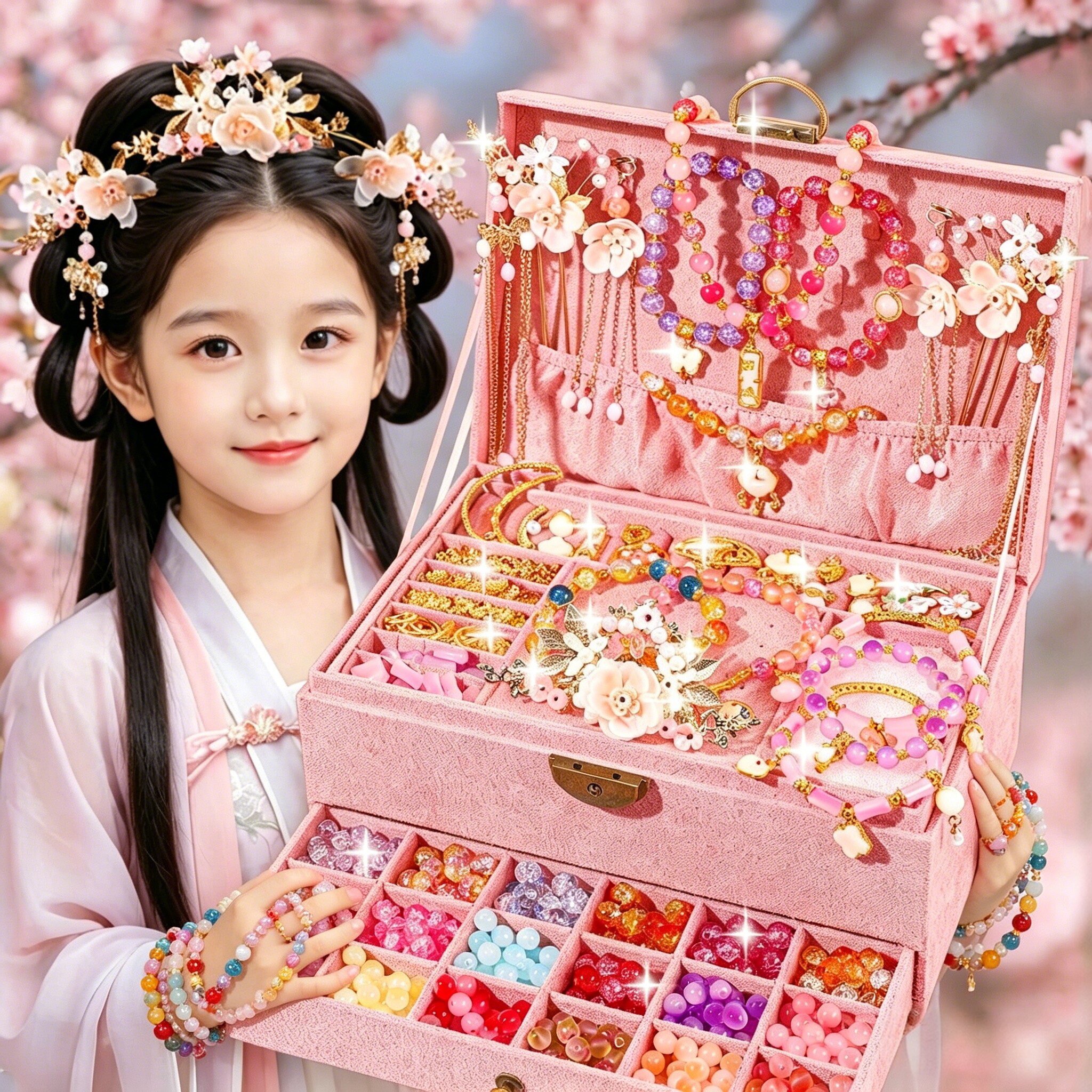 儿童手工串珠玩具女孩diy材料古
