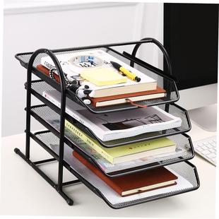 Metal iron mesh three-layer file tray drawer type file rack