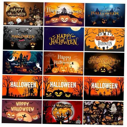Halloween background fabric decoratio pumpkins flags banners