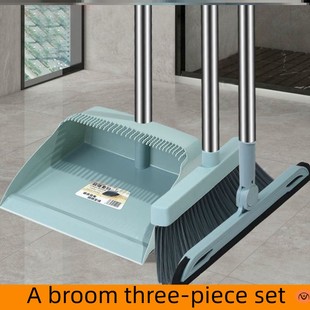Broom and dustpan set with soft brush broom and dustpan set