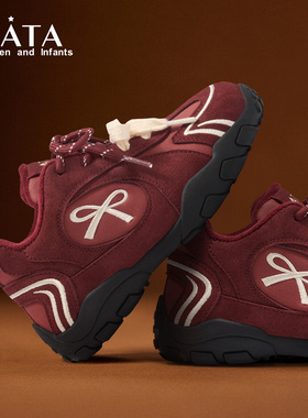 TATA他她童鞋儿童复古阿甘鞋红色加绒棉鞋户外运动鞋男女童休闲鞋