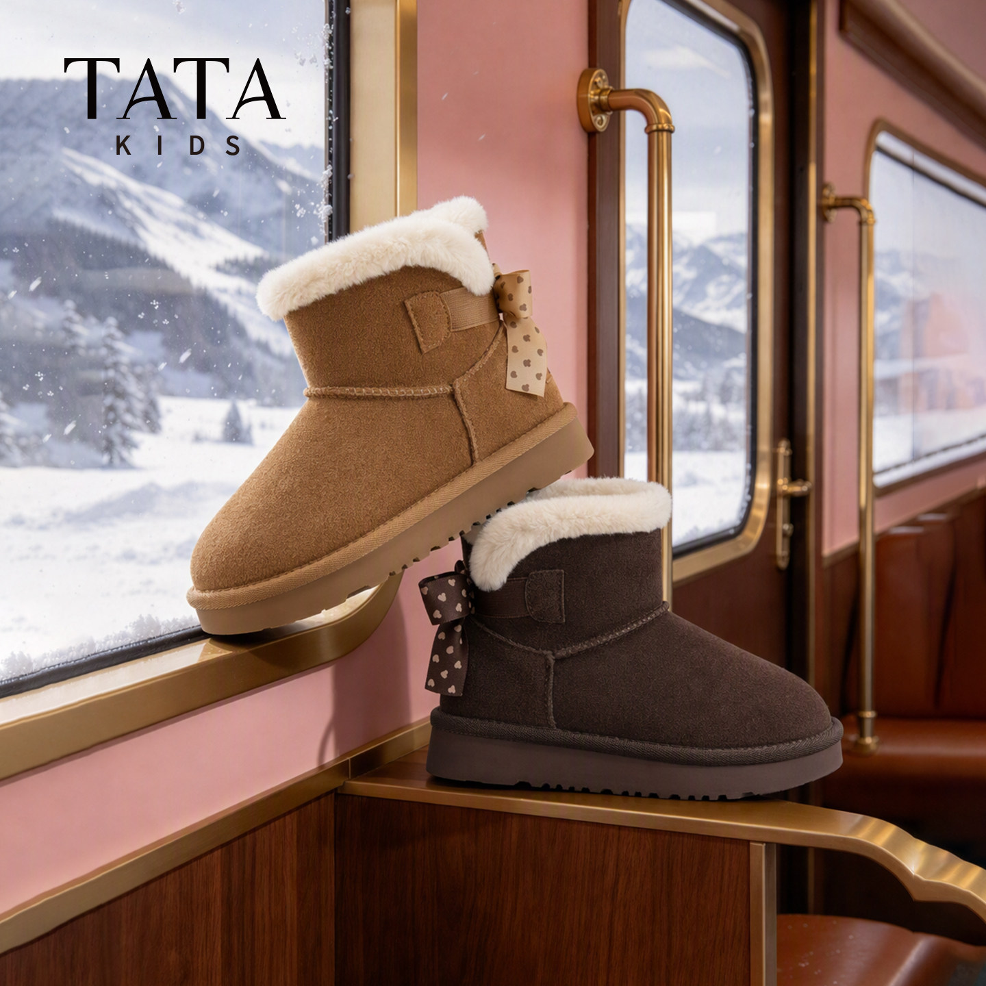 TATA他她女童真皮加绒雪地靴