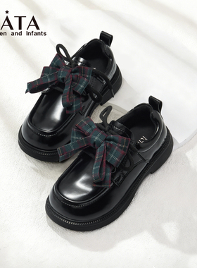 他她儿童小皮鞋女童鞋子配裙子春季新款黑色漂亮小女孩软底公主鞋