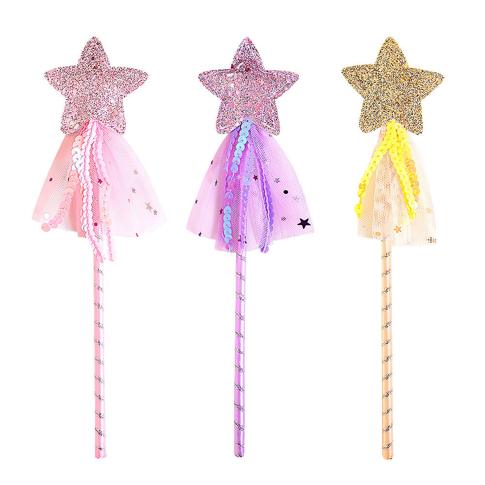 新款儿童星星魔法棒万圣节美少女网纱仙女魔法棒流苏生日神仙手杖