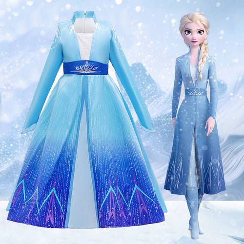 女童冰雪奇缘2艾莎公主裙长袖秋