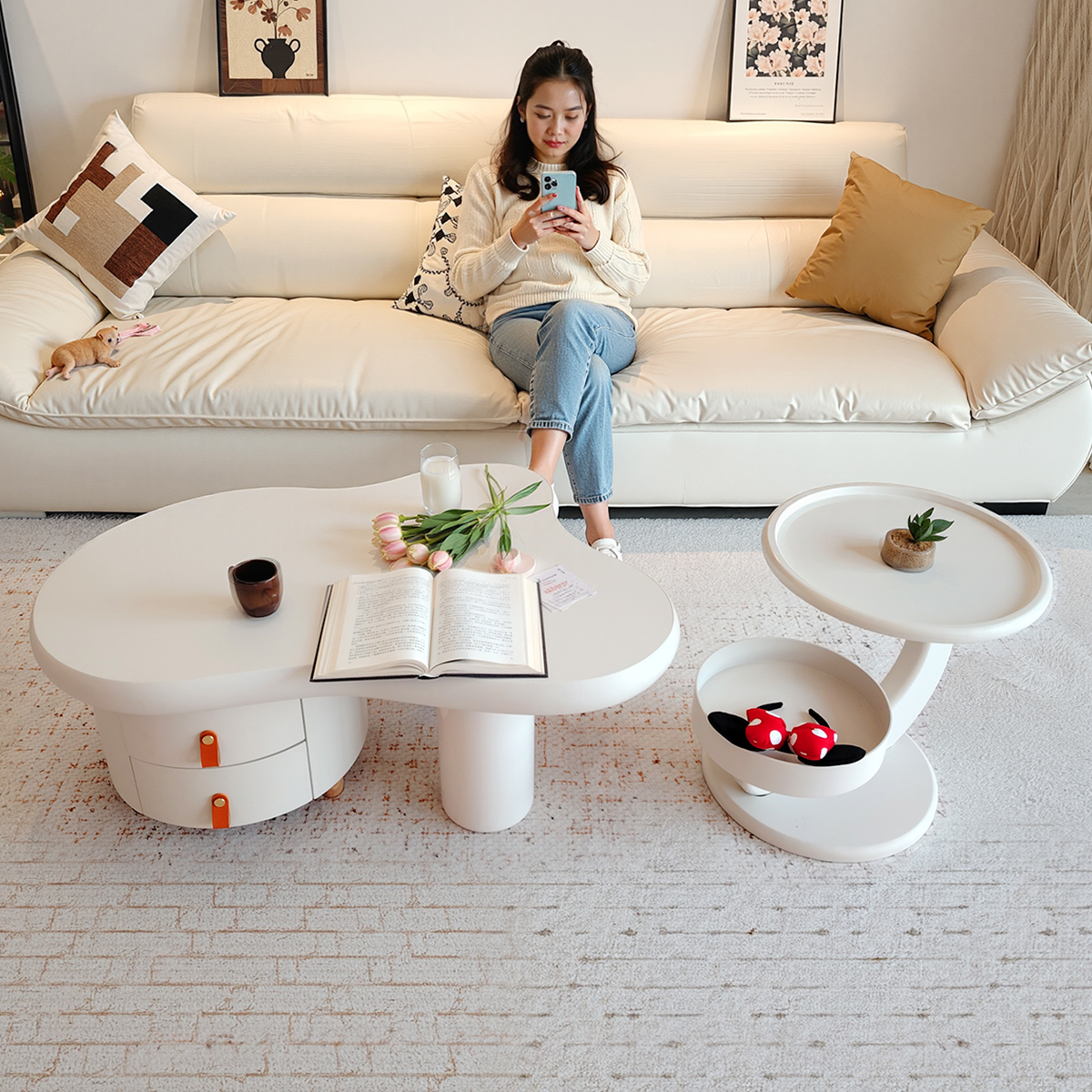 米莱安琪创意异形奶油风云朵茶几