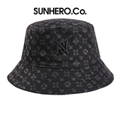 sunhero潮牌轻奢老花男女满版 LOGO印花黑色渔夫帽韩版 ins遮阳盆帽