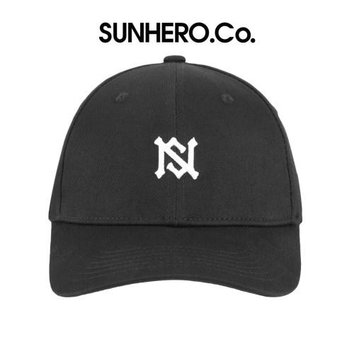 sunhero弯檐棒球帽潮牌简约风可调节鸭舌帽男女遮阳百搭黑色帽子