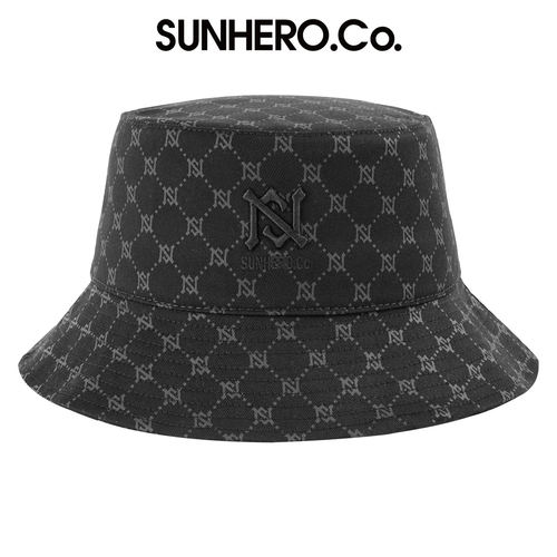 sunhero复古印花防晒渔夫帽男女大头围夏季防晒遮阳盆帽老花帽新