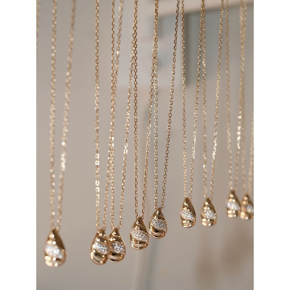 2022新款星空下的尼罗河水滴轻奢镶钻小众新潮银镀金项链女