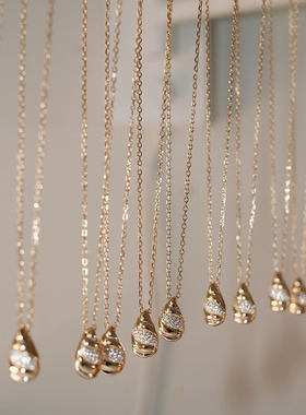 2022新款星空下的尼罗河水滴轻奢镶钻小众新潮银镀金项链女