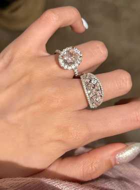 精工璀璨粉钻微镶锆石戒奢华