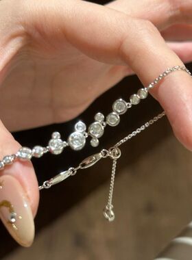 轻奢中古高级感不规则泡泡手链复古设计感满钻叠戴百搭精致手饰品