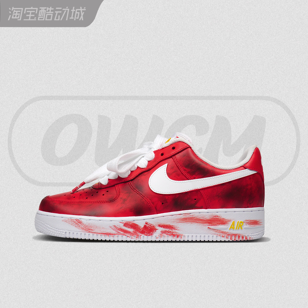 nike air force1空军一号gd权志龙2.0红色涂鸦手绘男女款球鞋定制