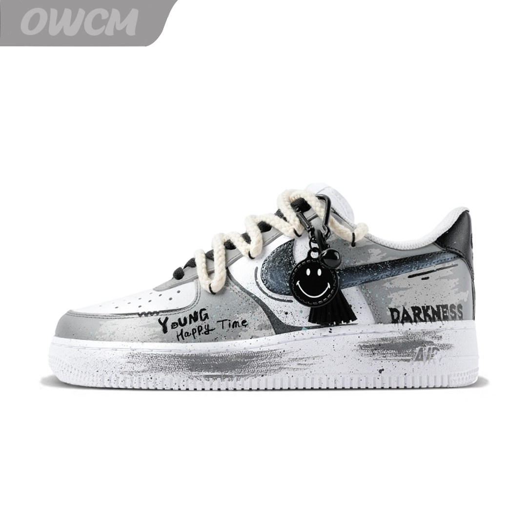 耐克Nike Air Force 1 AF1空军一号黑白拼搭手绘休闲板鞋男女同款