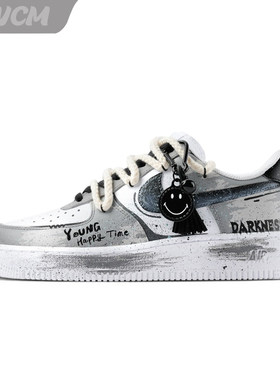 耐克Nike Air Force 1 AF1空军一号黑白拼搭手绘休闲板鞋男女同款