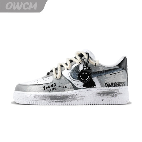 耐克Nike Air Force 1 AF1空军一号黑白拼搭手绘休闲板鞋男女同款
