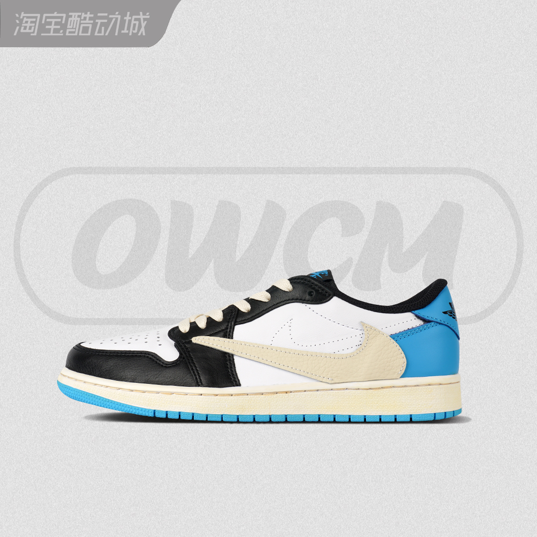 耐克 air jordan 1 low藤原浩北卡蓝倒钩平替低帮复古aj1定制球鞋