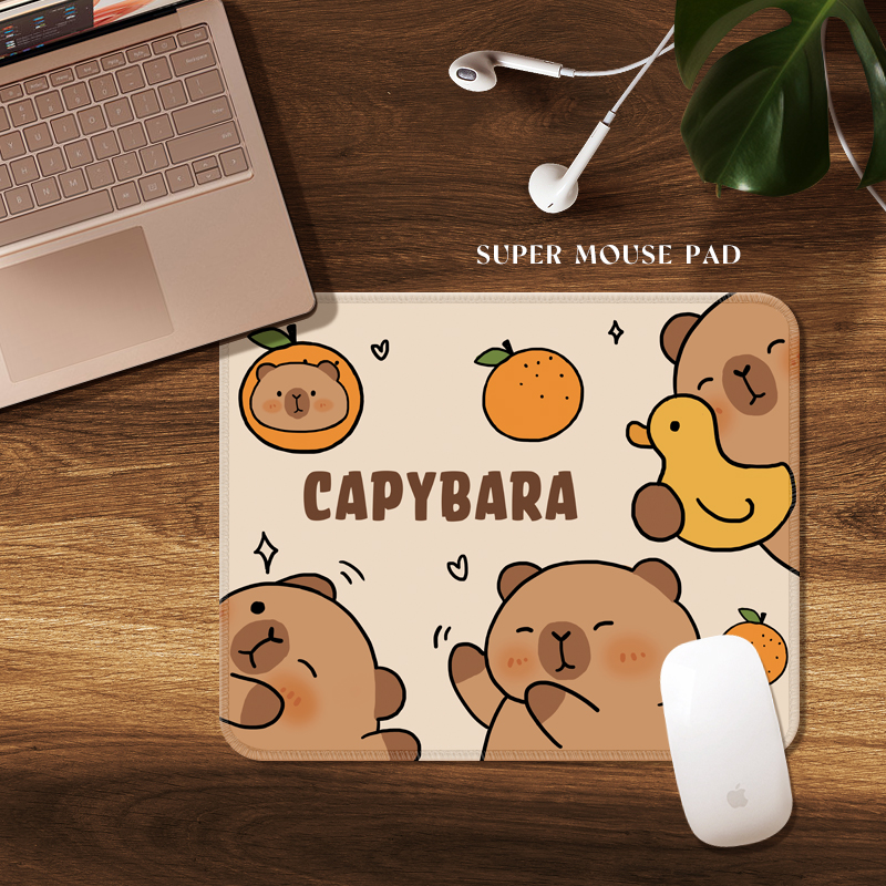 水豚防滑锁边办公鼠标垫