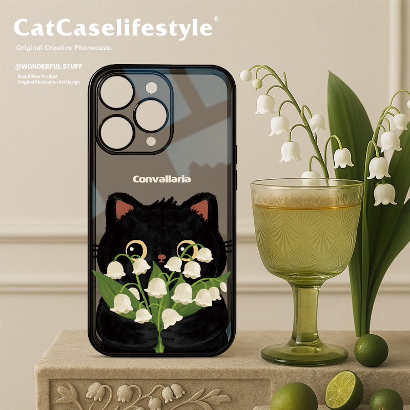 桔子猫适用苹果16promax手机壳iphone16透明壳16pro超薄透亮15promax铃兰14日韩13小众12女11猫咪xsmax软壳