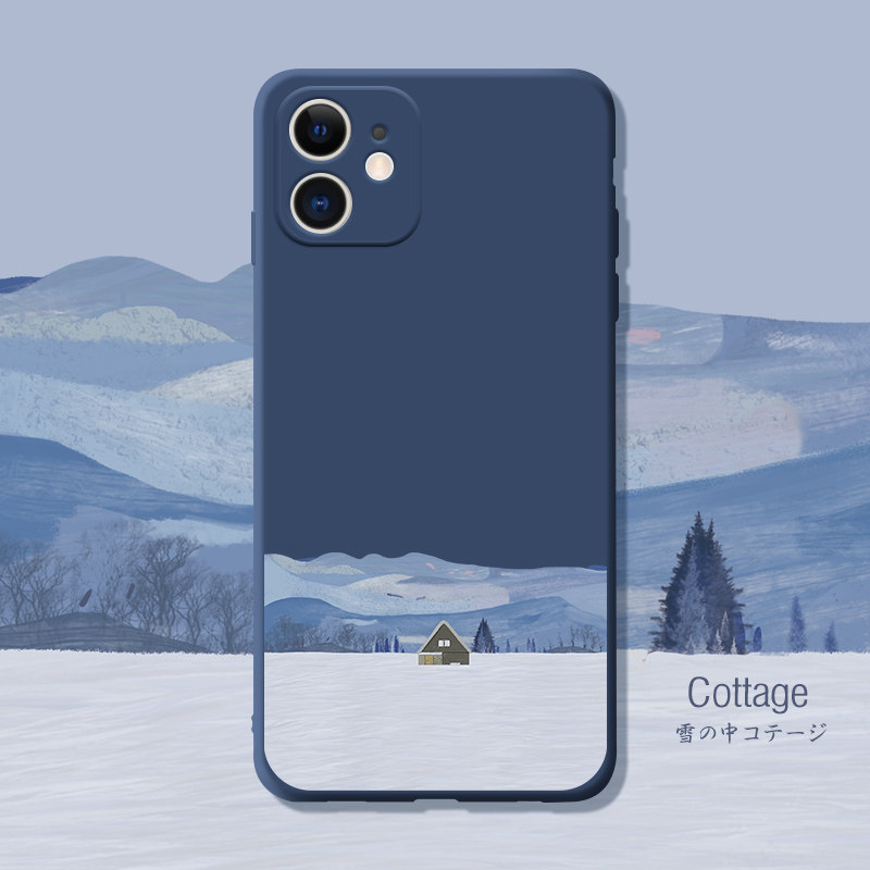 适用于苹果12液态硅胶手机壳12promax原创插画iphone12pro全包镜头