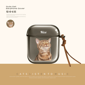 听歌猫咪AirPods4耳机保护套适用苹果蓝牙耳机airpodspro2代个性创意airpods3代新款透明壳三代四防摔耳机套