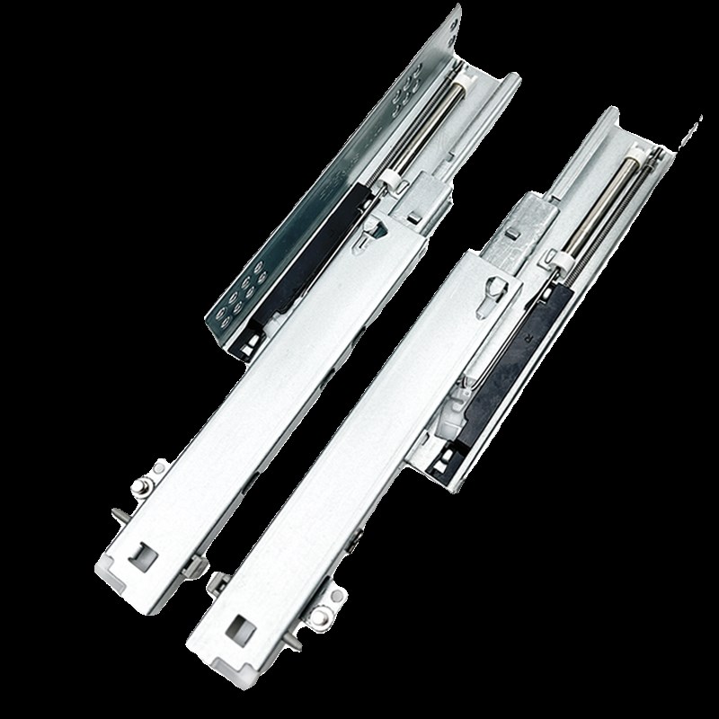 热销重型静音缓冲托底轨三节全拉二节半拉隐藏式滑轨阻尼缓冲反弹