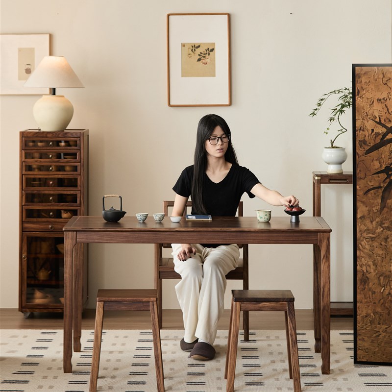 热销实木茶桌椅组合家用客厅小户型乌金木茶台办公室茶几茶水柜一