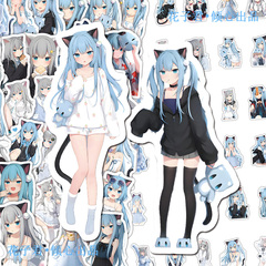 130张可爱猫羽雫Nachoneko贴纸高颜值猫娘少女周边手帐手机壳贴画