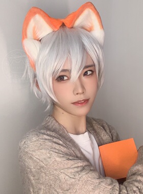 猫猫祟祟～橙色猫耳朵仿真手作兽耳狐耳日系少年情侣可爱发箍cos