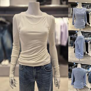 CK JEANS韩国代购26春44F200G女休闲假两件混纺内搭打底衫长袖T恤