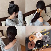 秋冬低丸子头毛绒电话线发圈不伤发高弹力头绳2025新款 网红爆款