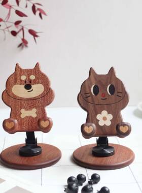 kk精选丨可爱猫狗手机支架可折叠旋转调节办公室桌面mini平板支架