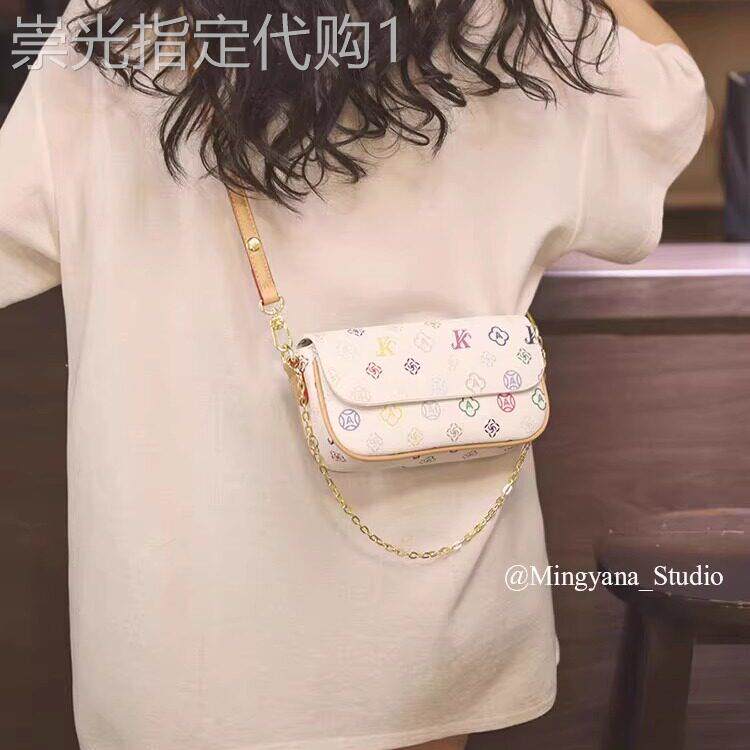 法国正品MK Jessie真皮小包包女式2026新款白色小方包链条斜挎包