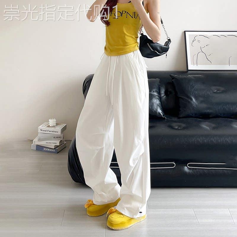潮牌工装裤女款夏季薄款2026新款美式街舞裤子爵士舞直筒降落伞裤