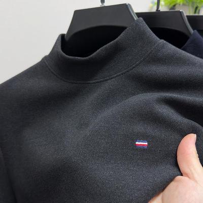 Home Daily~半高领德绒打底衫男加厚双面绒内搭卫衣男士长袖t恤潮